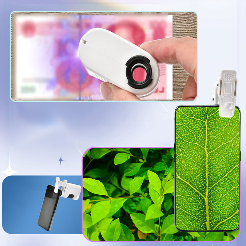 80X Pocket Microscope with Phone Clip