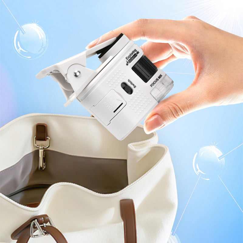 80X Pocket Microscope with Phone Clip