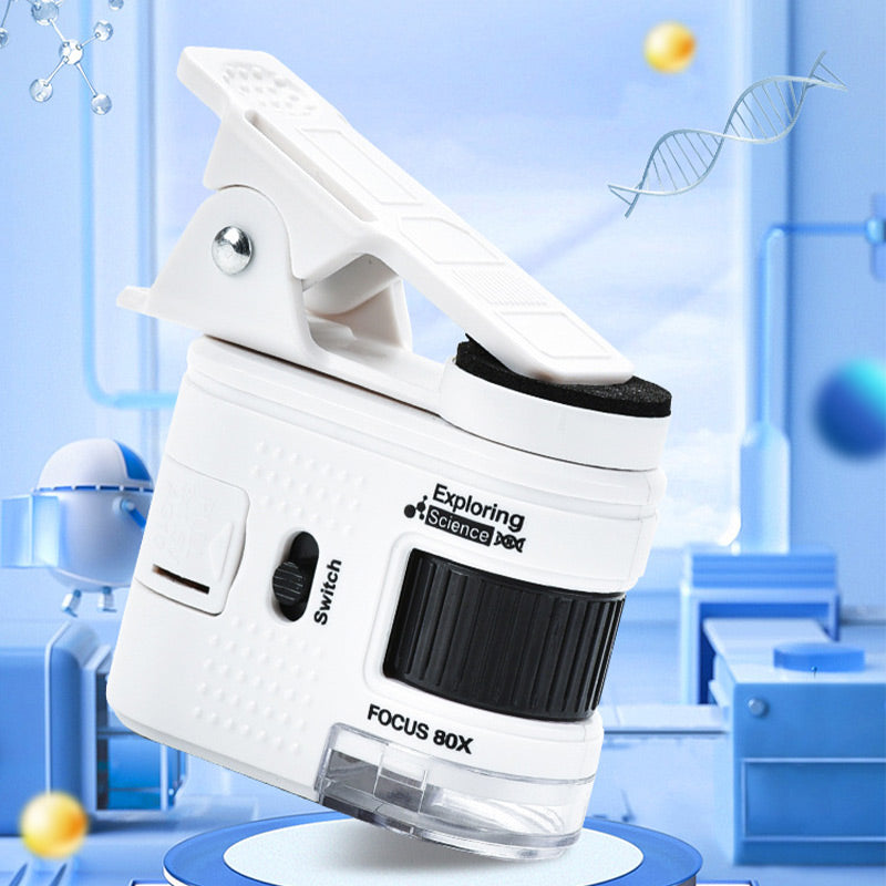 80X Pocket Microscope with Phone Clip