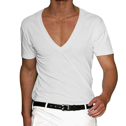 Classic Deep V-Neck T-Shirt for Plus Size Men