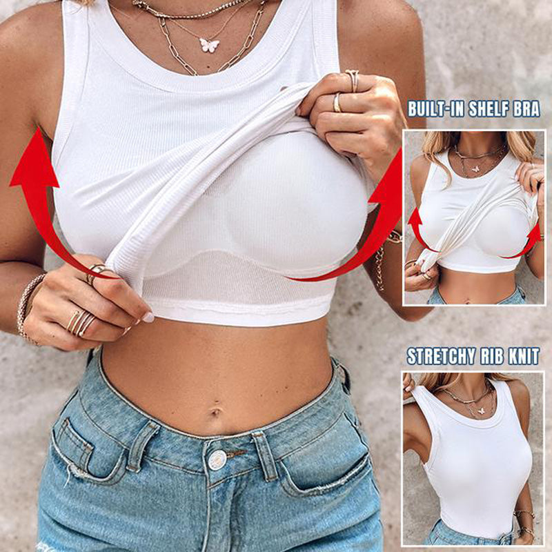 🔥HOT SALE 49% OFF🔥Women's Ribbed Tank Top with Shelf Bra