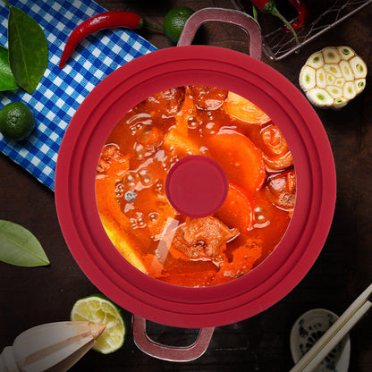 Universal Lid for Pots with Heat Resistant Silicone Rim