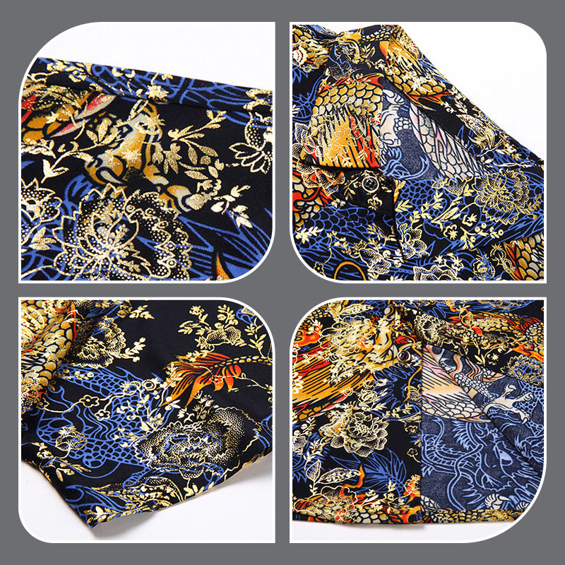 Men's Chinese-Style Business Printed Short Sleeve Shirt