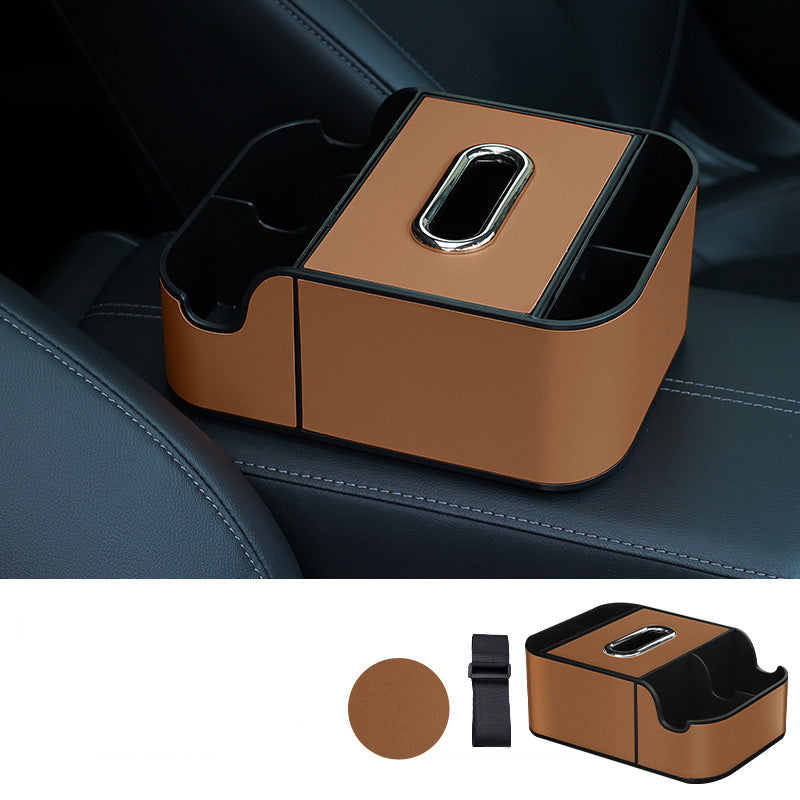 Multifunctional Car Armrest Organizer for Tissues & Drinks