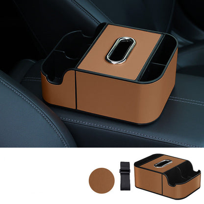 Multifunctional Car Armrest Organizer for Tissues & Drinks