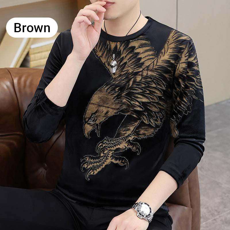 Men’s Eagle Print Pullover Long Sleeve Tops