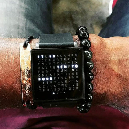 Men's Waterproof Square Electronic Watch with Steel Band