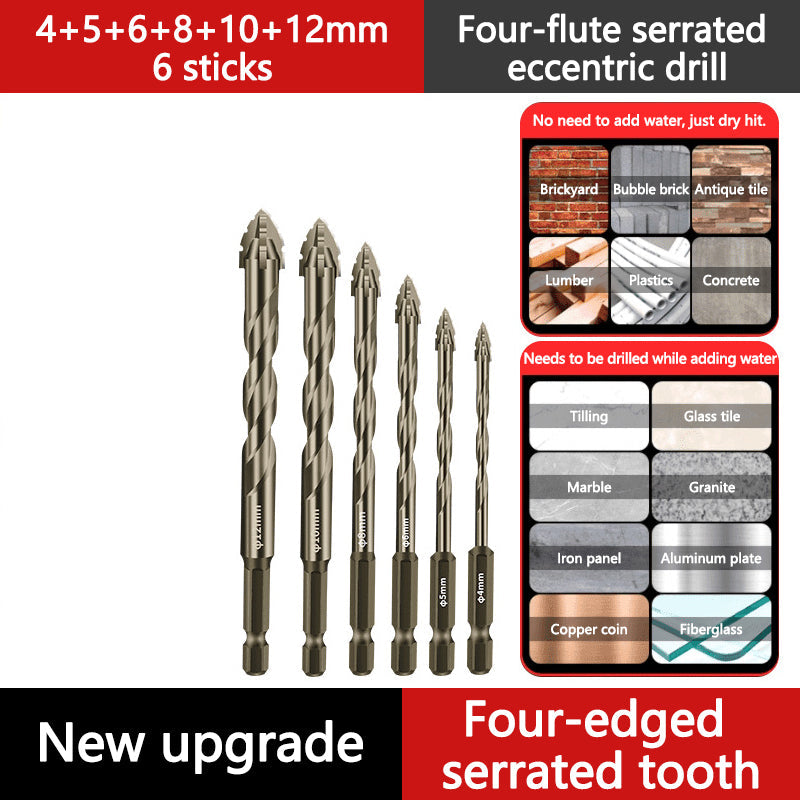 🔥Hot Sale🔥Upgraded Eccentric Four-Flute Drill Bit for Ceramic, Glass, Marble, and Metal