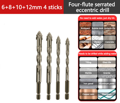 🔥Hot Sale🔥Upgraded Eccentric Four-Flute Drill Bit for Ceramic, Glass, Marble, and Metal