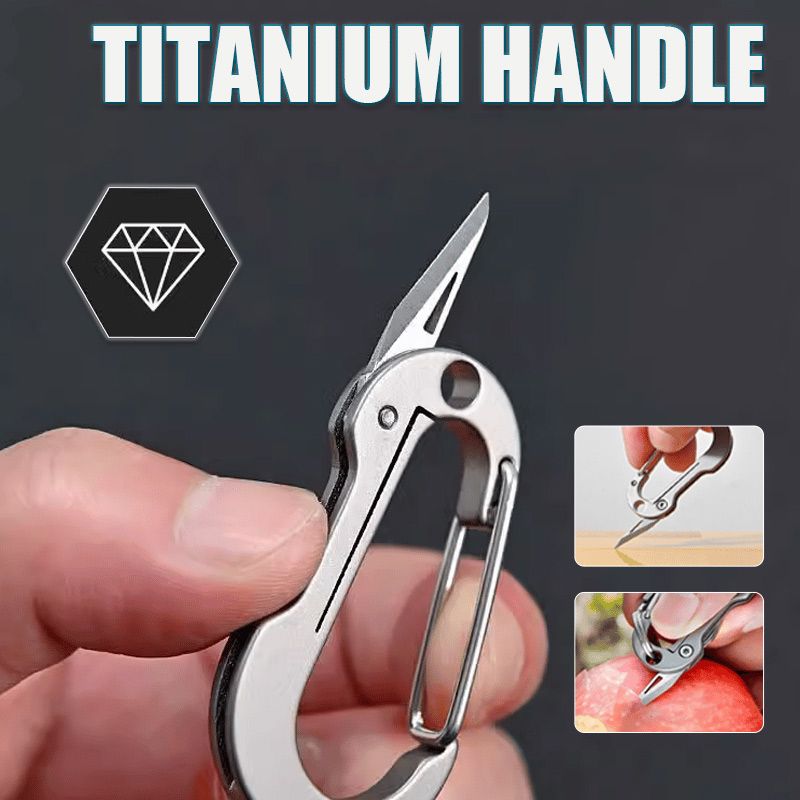 Multifunctional Titanium Keychain Carabiner With Pocket Knife