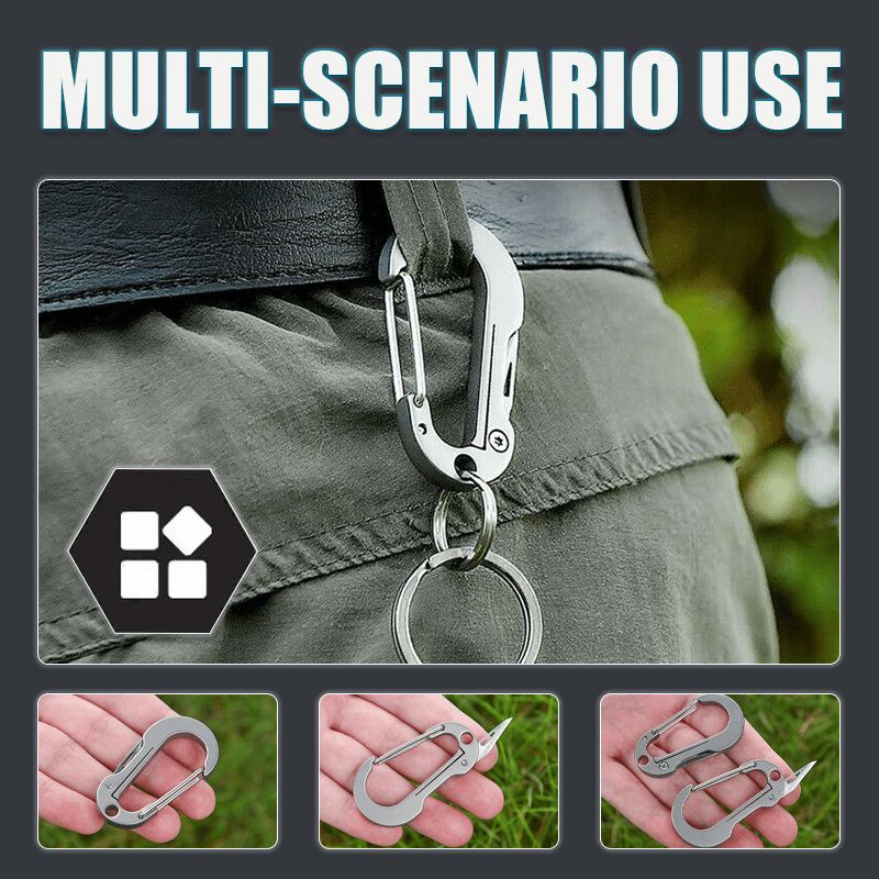 Multifunctional Titanium Keychain Carabiner With Pocket Knife