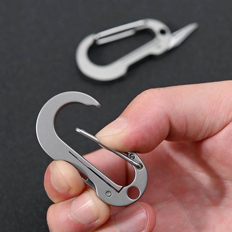 Multifunctional Titanium Keychain Carabiner With Pocket Knife