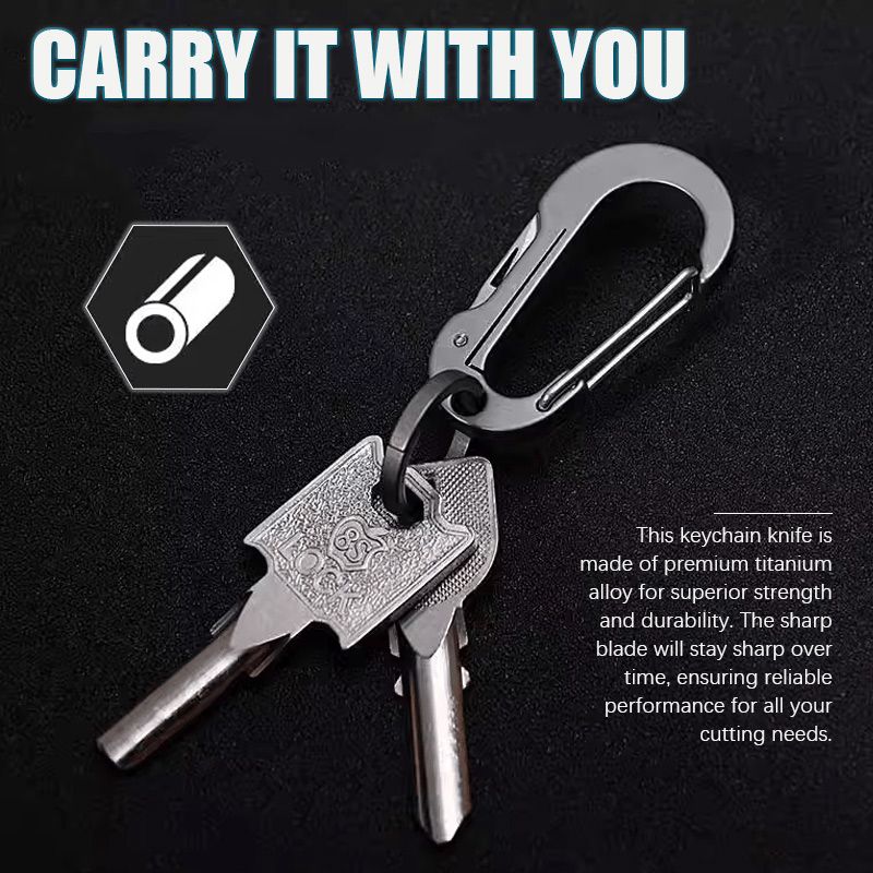Multifunctional Titanium Keychain Carabiner With Pocket Knife