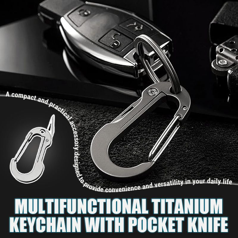 Multifunctional Titanium Keychain Carabiner With Pocket Knife