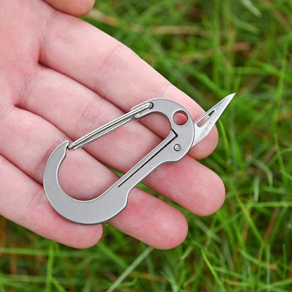 Multifunctional Titanium Keychain Carabiner With Pocket Knife