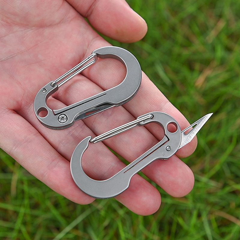 Multifunctional Titanium Keychain Carabiner With Pocket Knife