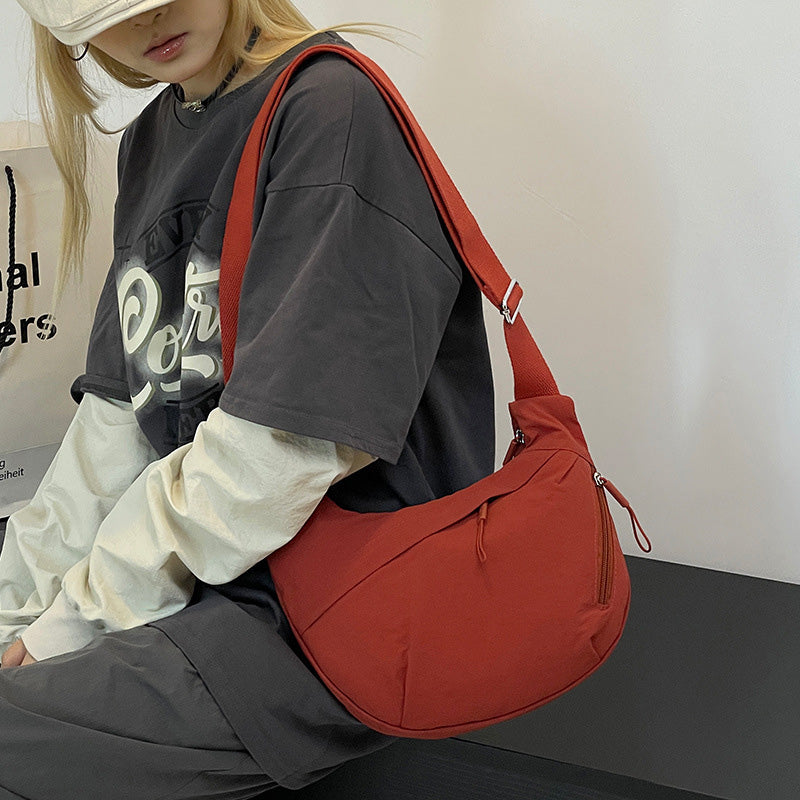Stylish Nylon Crescent Crossbody Bag