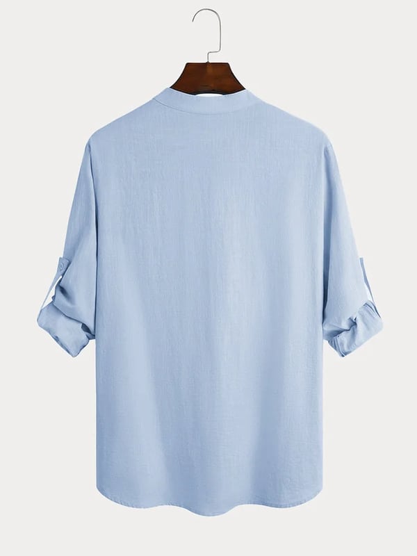 Men's linen casual long-sleeved shirt