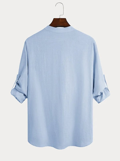 Men's linen casual long-sleeved shirt