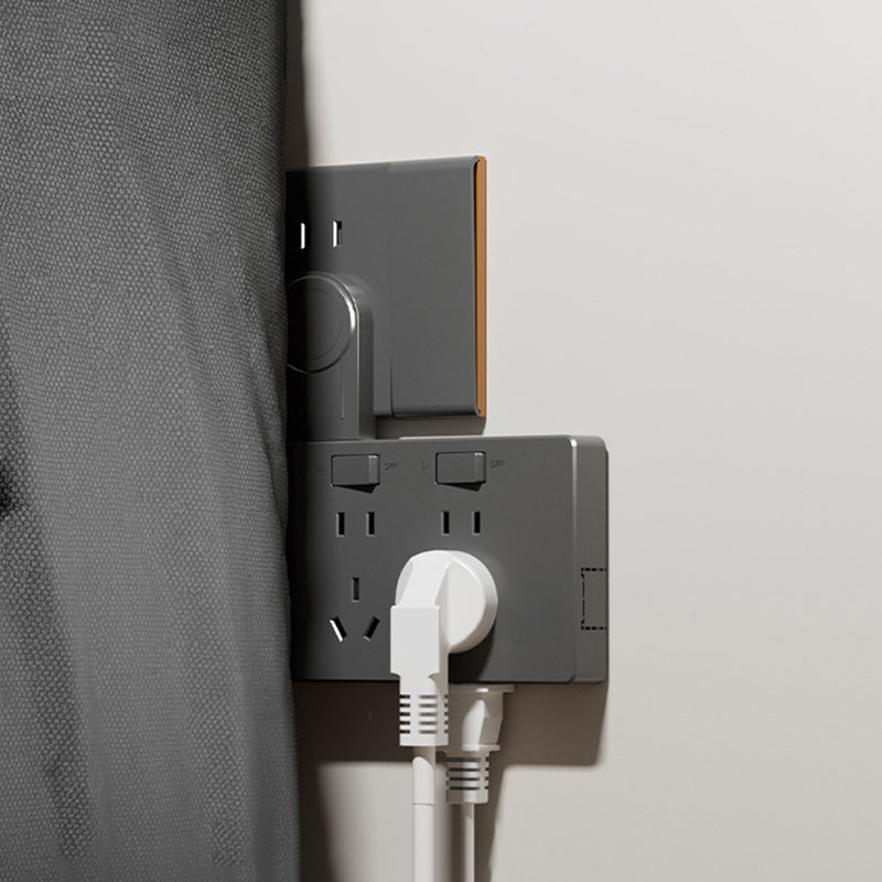 Wall Multi-Plug Outlet Extender with Separate Switches
