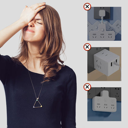 Wall Multi-Plug Outlet Extender with Separate Switches