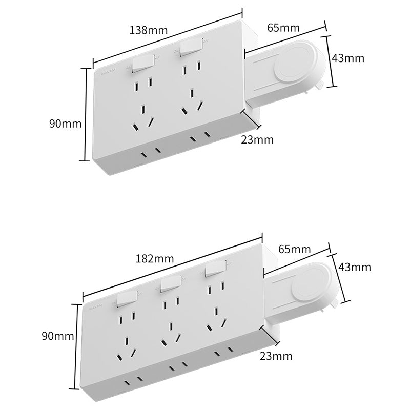 Wall Multi-Plug Outlet Extender with Separate Switches