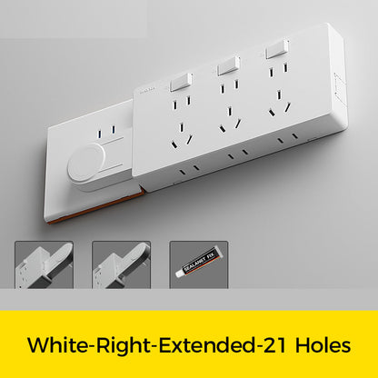 Wall Multi-Plug Outlet Extender with Separate Switches