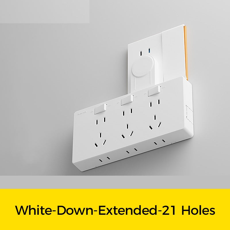 Wall Multi-Plug Outlet Extender with Separate Switches