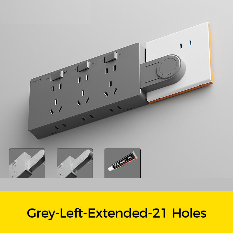 Wall Multi-Plug Outlet Extender with Separate Switches