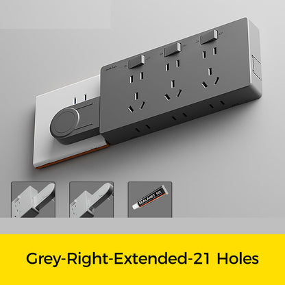 Wall Multi-Plug Outlet Extender with Separate Switches