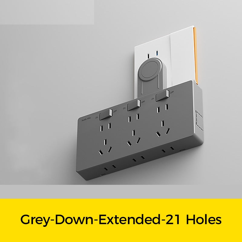 Wall Multi-Plug Outlet Extender with Separate Switches
