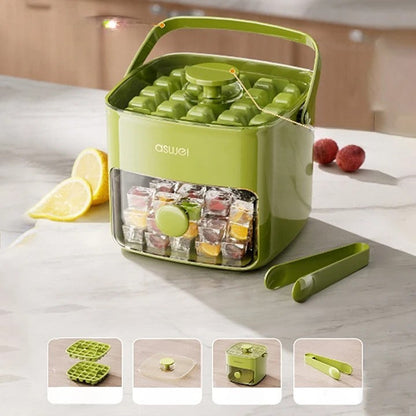 🔥Essentials for Summer🧊2 Tier Convenient Push-In Ice Cube Mold with Tray Case❄️🍹