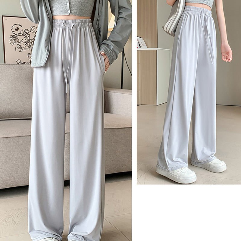 Casual Cool Feeling Drawstring Wide Leg Pants
