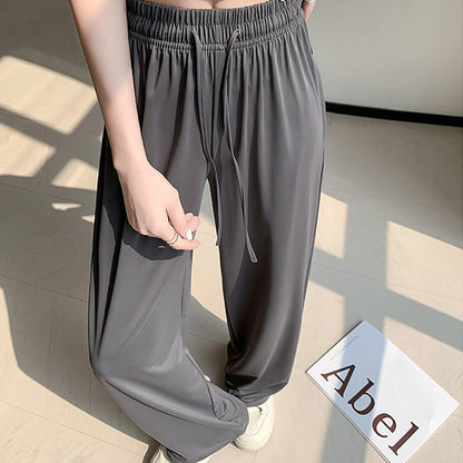 Casual Cool Feeling Drawstring Wide Leg Pants