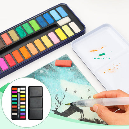 🌈Coloring a white drawing🌈 Watercolor Paint Set with Tin Box