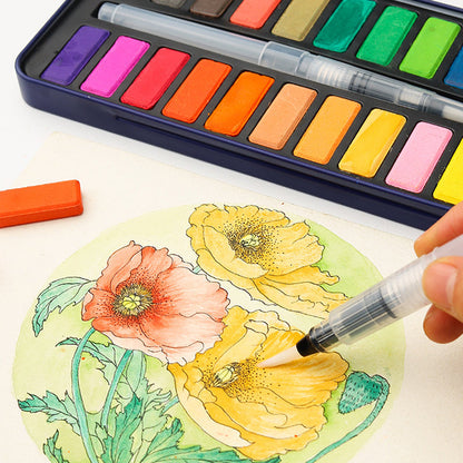 🌈Coloring a white drawing🌈 Watercolor Paint Set with Tin Box