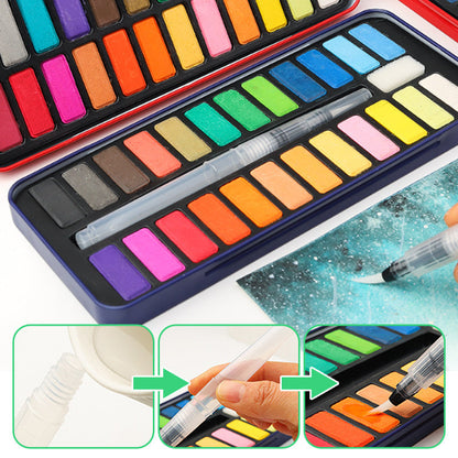 🌈Coloring a white drawing🌈 Watercolor Paint Set with Tin Box