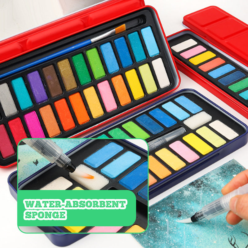 🌈Coloring a white drawing🌈 Watercolor Paint Set with Tin Box