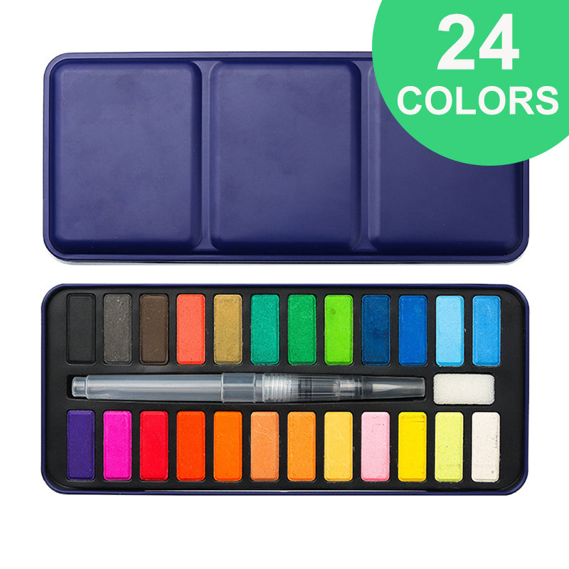 🌈Coloring a white drawing🌈 Watercolor Paint Set with Tin Box