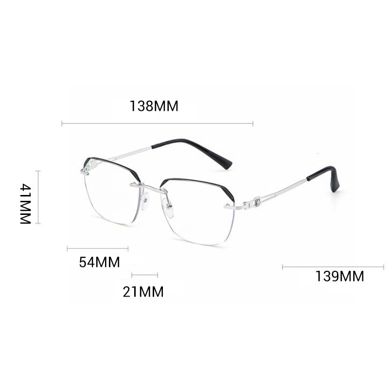 Fashionable HD Rimless Cut Rim 0°Anti Blue Light Raw Crystal Glasses