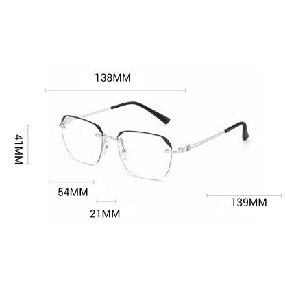 Fashionable HD Rimless Cut Rim 0°Anti Blue Light Raw Crystal Glasses