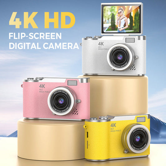 💎 60% OFF! 💎 4K HD Flip-Screen Digital Camera – 8X Zoom, Auto Focus & Rotating Screen for Vlogging & Selfies 📸🌈
