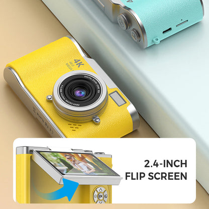 💎 60% OFF! 💎 4K HD Flip-Screen Digital Camera – 8X Zoom, Auto Focus & Rotating Screen for Vlogging & Selfies 📸🌈