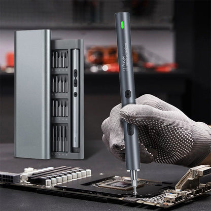 Mini Precision Elektrisk Skruvmejselset Med Multifunktionella Bits Och Led-Lampor