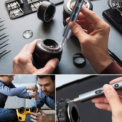 Mini Precision Elektrisk Skruvmejselset Med Multifunktionella Bits Och Led-Lampor