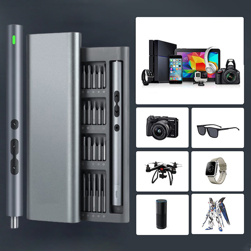 Mini Precision Elektrisk Skruvmejselset Med Multifunktionella Bits Och Led-Lampor