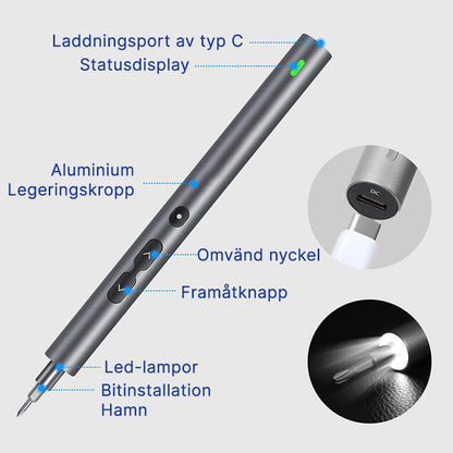 Mini Precision Elektrisk Skruvmejselset Med Multifunktionella Bits Och Led-Lampor