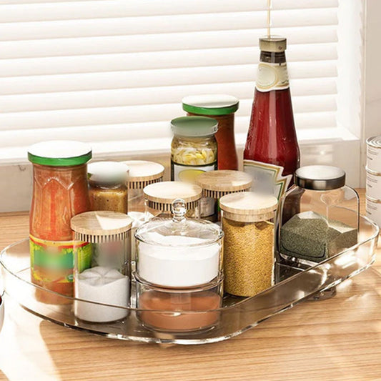 Multifunctional Clear Rotating Organizer for Kitchen
