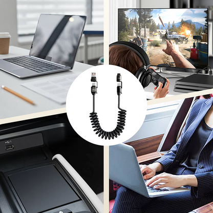 4-In-1 Spring Retractable Fast Charging Cable