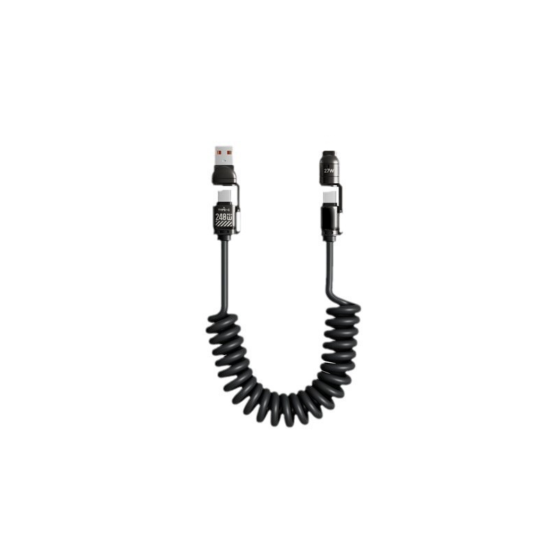 4-In-1 Spring Retractable Fast Charging Cable